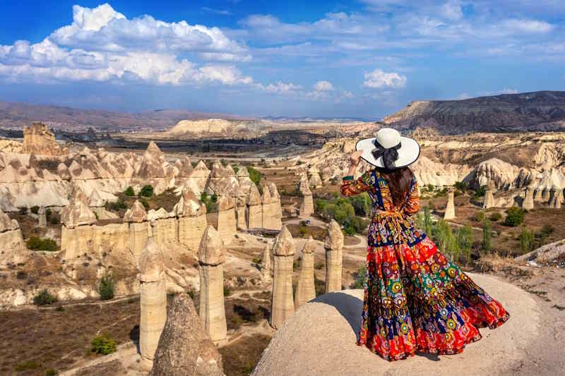 A guest at a Cappadocian viewpoint on one of our private tours