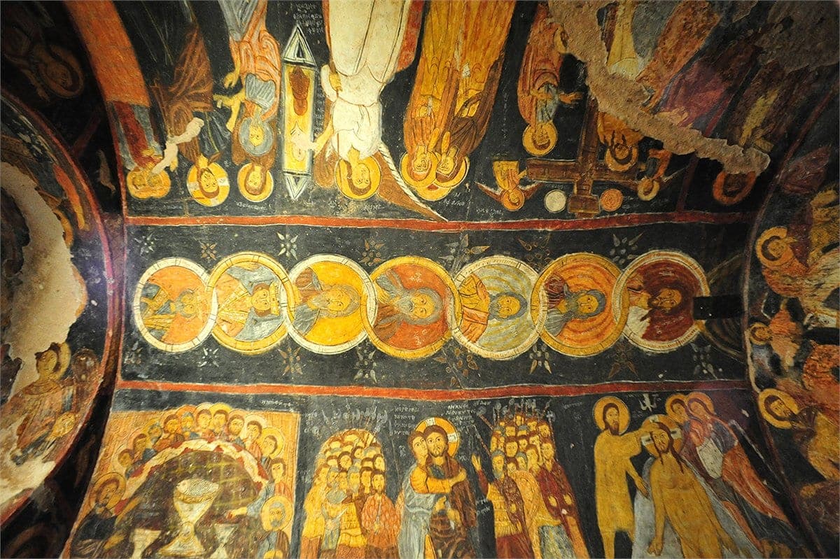 Painted vault of a Göreme rock church — the places our guides explain